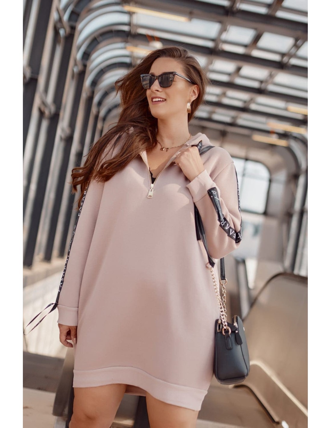 Tunica izolatoare Plus Size cu gluga cappuccino FI586 - Magazin online - Boutique